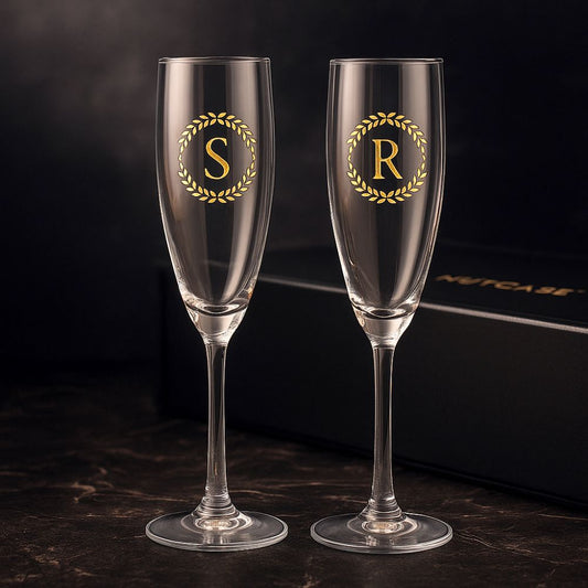 Custom Champagne Flute Glass Personalized Mimosa glasses - Monograms Elegant