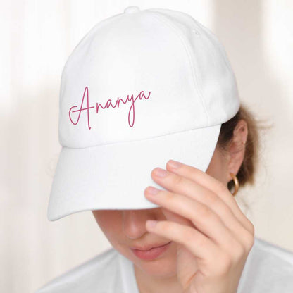 Customized Ladies White Cap with Name
