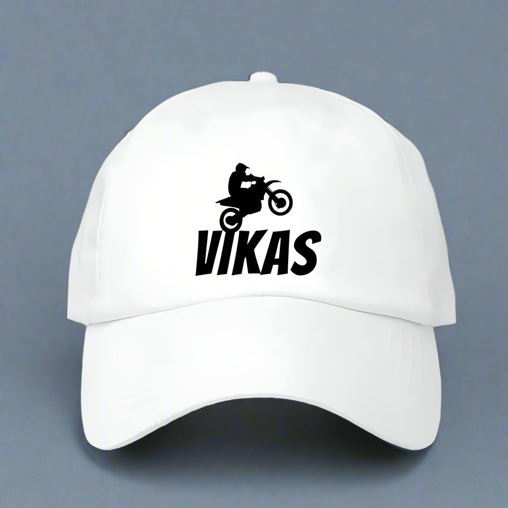 Nutcase Customized Name Cap - White Cap with Name for Bikers