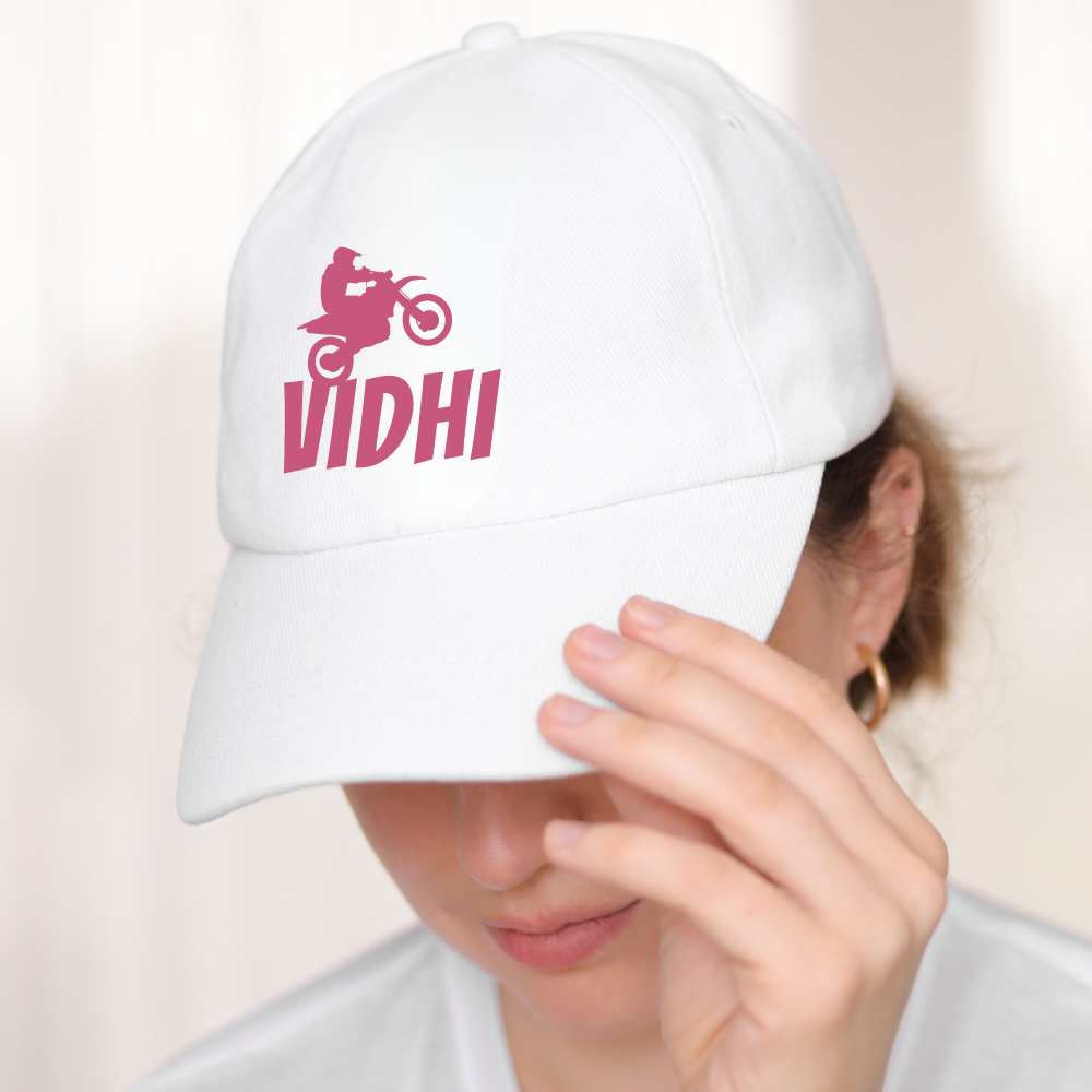 Nutcase Customized Name Cap - White Cap with Name for Bikers