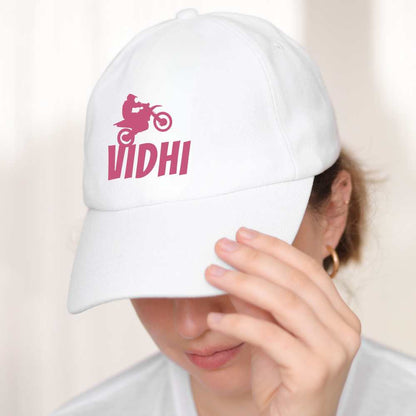 Nutcase Customized Name Cap - White Cap with Name for Bikers