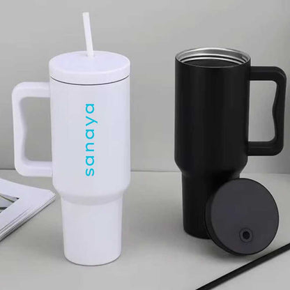 Nutcase Stainless Steel Mug with Straw and Lid - Large Travel Cups 1200ml
