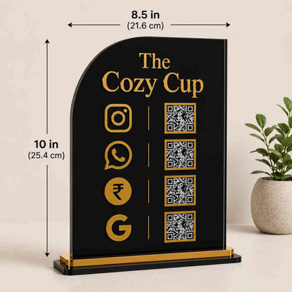 UPI QR code stand for Cafes | Customized Social Media QR Code Sign