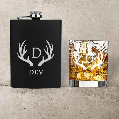 Custom Engraved Whiskey Glass Hip Flask with Funnel Gift Set Box