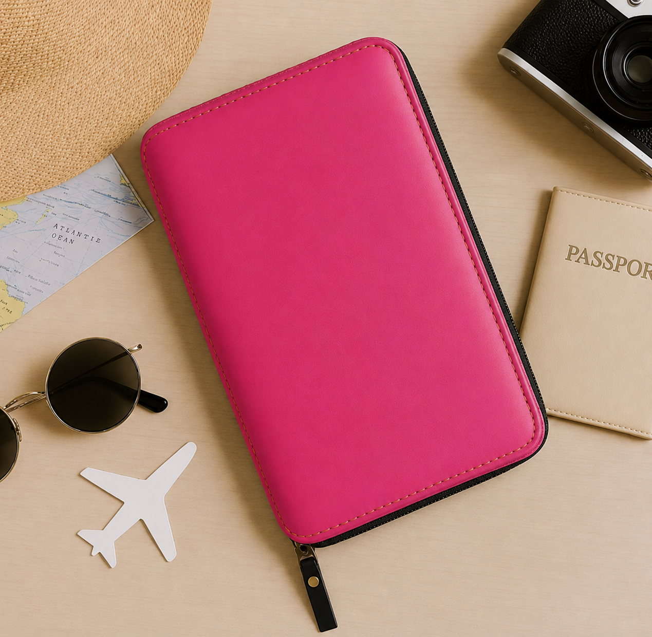 Customized Passport Case with Name Faux Leather Passport Wallet & Luggage Tag Set