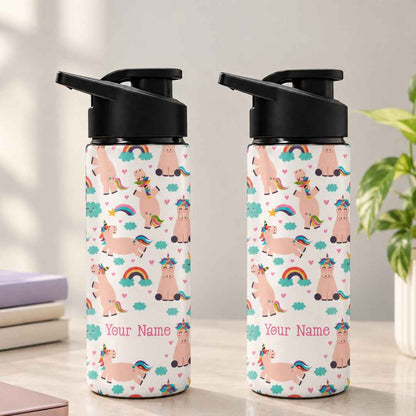 Customized Bottle with Name Sipper Bottles for Kids-Unicorn