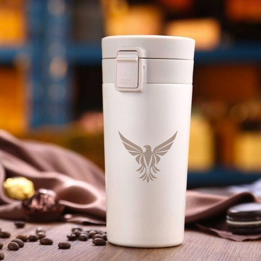 Custom Coffee Tumbler with Logo and Name  - Insulated Travel Coffee Mug with Lid