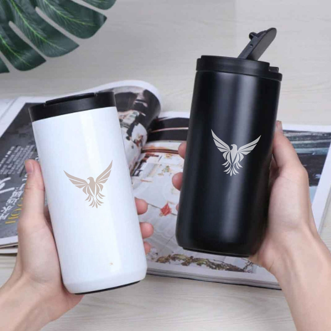 Personalized Coffee Tumbler with Logo & Name - Insulated Travelling Sipper Flask (400 ML)