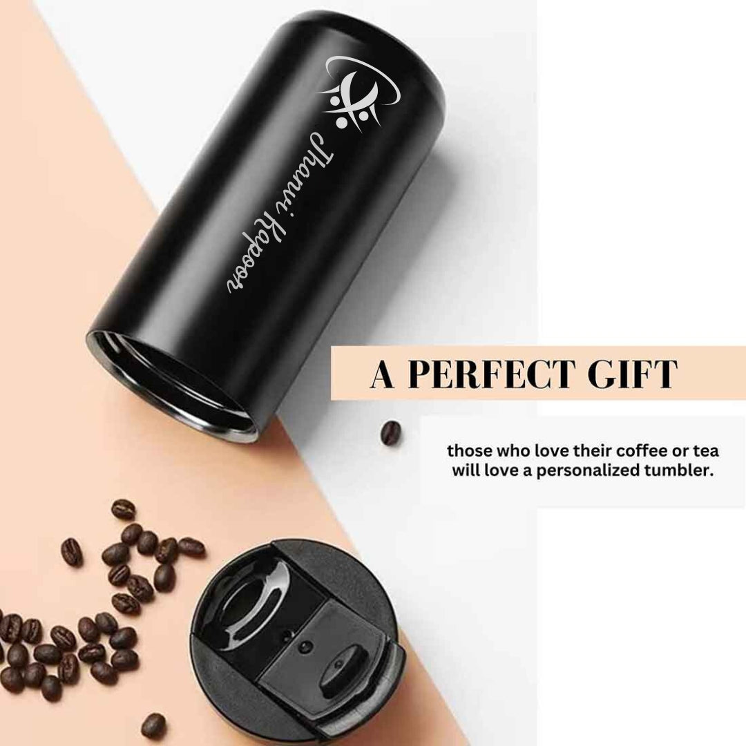 Personalized Coffee Tumbler with Logo & Name - Insulated Travelling Sipper Flask (400 ML)