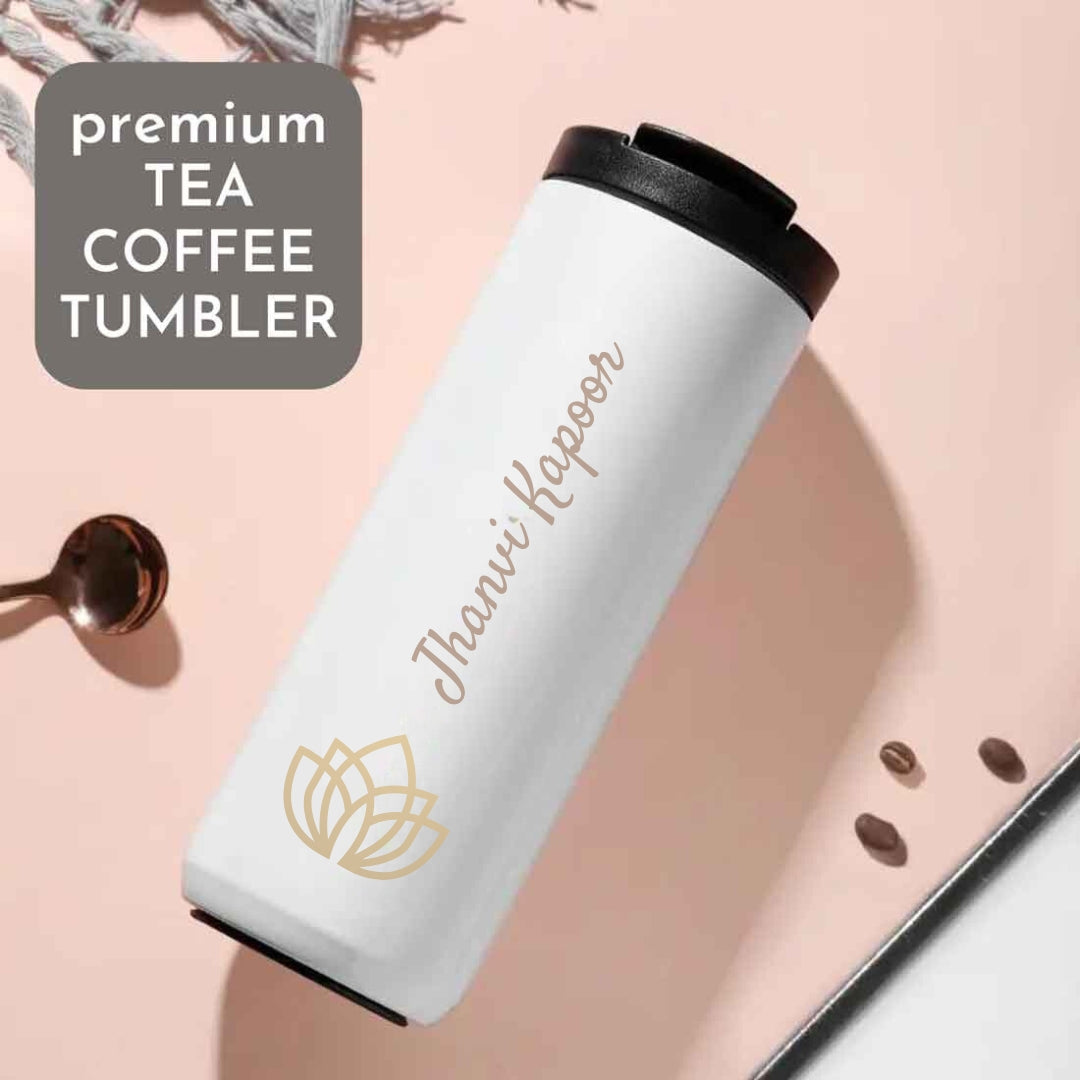 Personalized Coffee Tumbler with Logo & Name - Insulated Travelling Sipper Flask (400 ML)