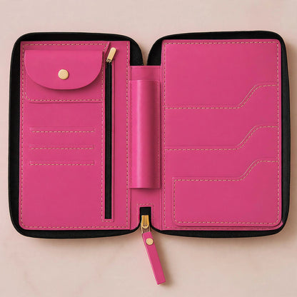 Personalized Passport Wallet with Name Faux Leather Travel Organizer & Luggage Tag Set