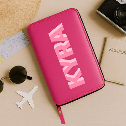 Customized Passport Case with Card Slots Faux Leather Travel Wallet & Luggage Tag Set