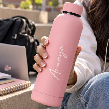 Stainless Steel Water Bottle with Names 500ml Double Insulated Bottles for Office Home Travel- BPA Free, Leakproof