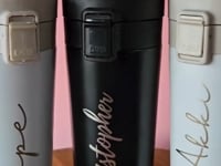 Personalized Travel Coffee Flask Sipper With Name Engraved  - Calligraphy 380ML