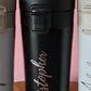 Engraved Personalized Coffee Tumbler Steel With Lid for Office Travel College - Happy