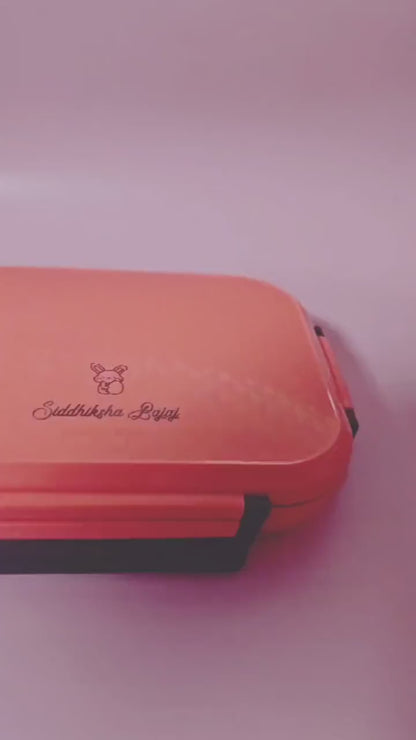 Custom Lunch Box with Name - Pink Stainless Steel Tiffin Box