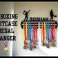 Personalised Medal Hanger for Kids Black Metal Holder with your Name - Cricket
