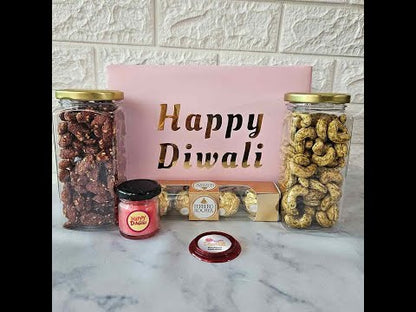 Diwali Gift Box with Custom Silver Coin Hamper Dry Fruits Silver Coin Chocolate & Candle