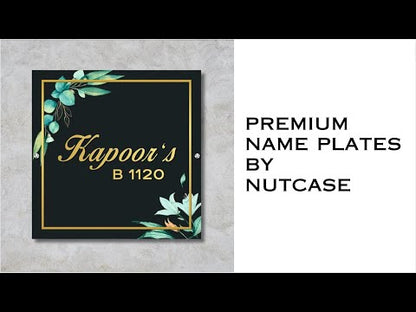 Designer Acrylic Name Plate With Golden 3D Fonts - Square Nameplate