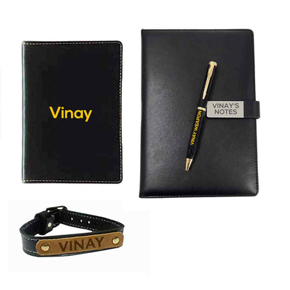 JD-Custom Gift Set with Personalized Diary Pen and Passport Cover Sleeve