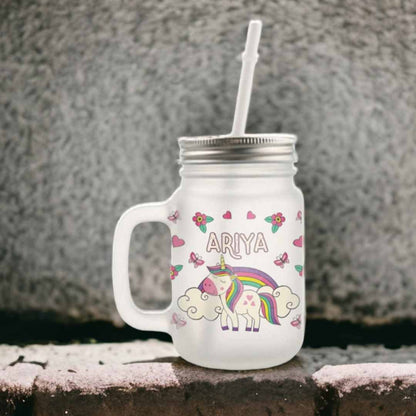 Customized Mason Jar Glass - Unicorn Pattern 3