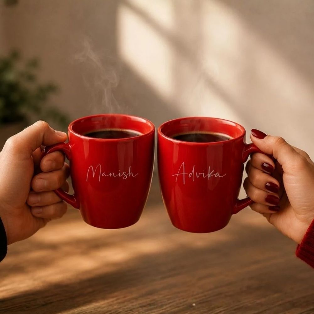 Personalized Red Ceramic Coffee Mugs