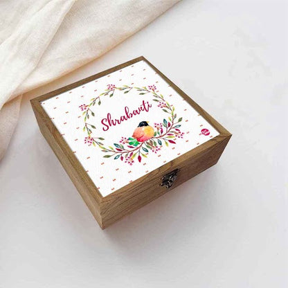 Customized Jewellery Box With Name - Floral Pattern