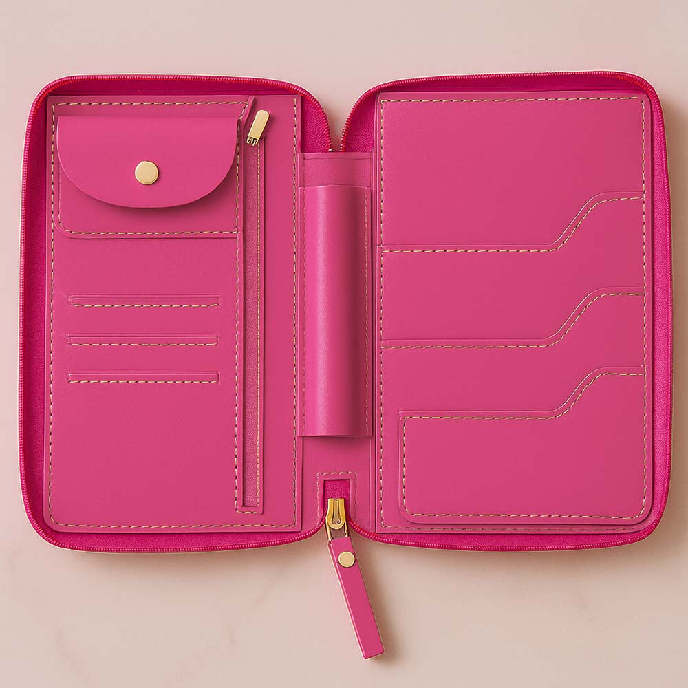 Personalized Passport Wallet with Name Faux Leather Travel Organizer & Luggage Tag Set