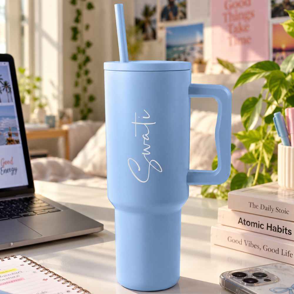 Nutcase Personalized Tumbler with Straw and Lid - Insulated Vacuum Travel Flask 1200ml