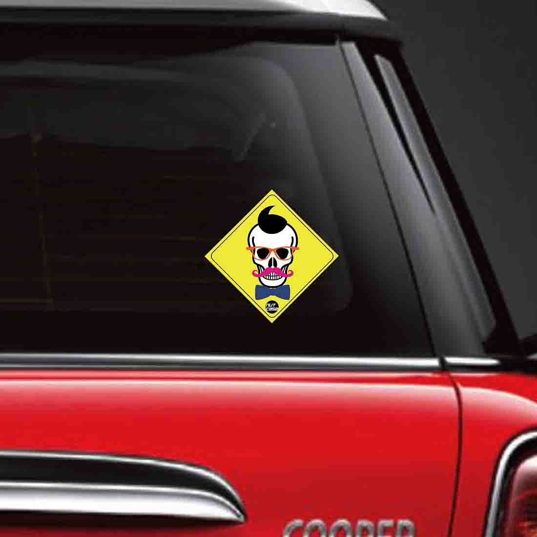 Vehicle Window Stickers - Skull Moustache Nutcase