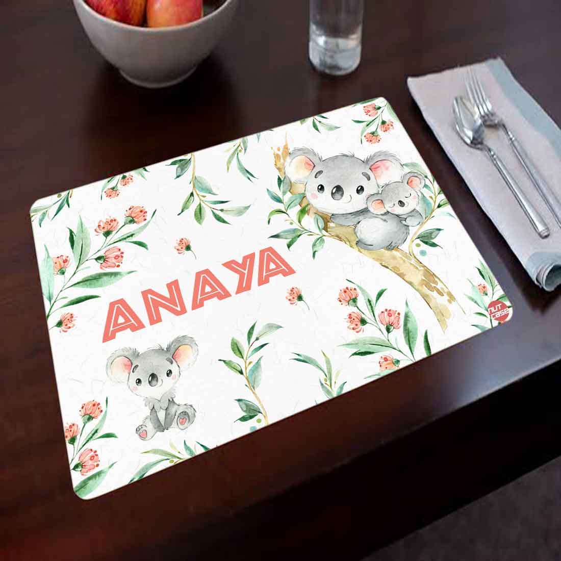 Personalized Made Table Mats for Kids Dining Tables - Cute Koala