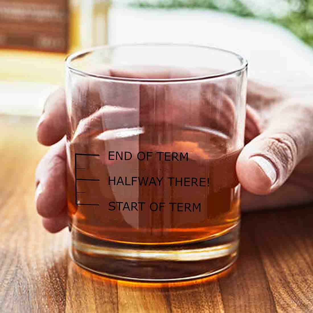 Whiskey Glasses Liquor Glass-  Anniversary Birthday Gift Funny Gifts for Husband Bf - START OF TERM HALWAY THERE! END OF TERM
