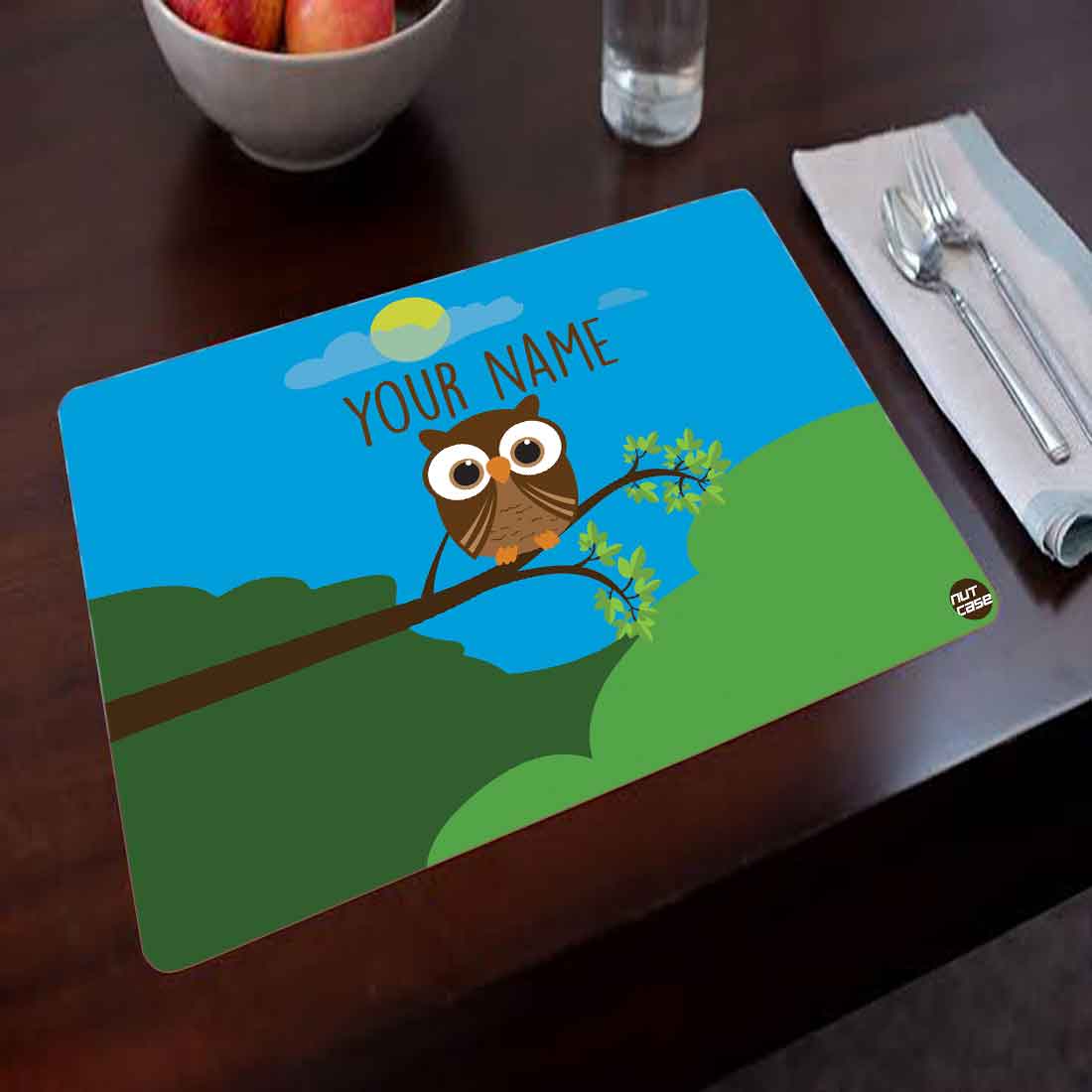 Personalized Return Gifts for Birthday Party Custom Placemats - Owl in Moonlight