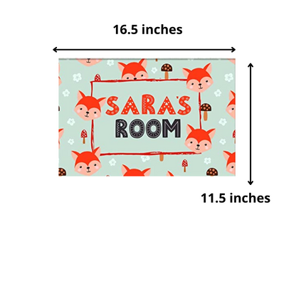 Custom Kids Door Name Plate -  Mushroom & Cute Fox.