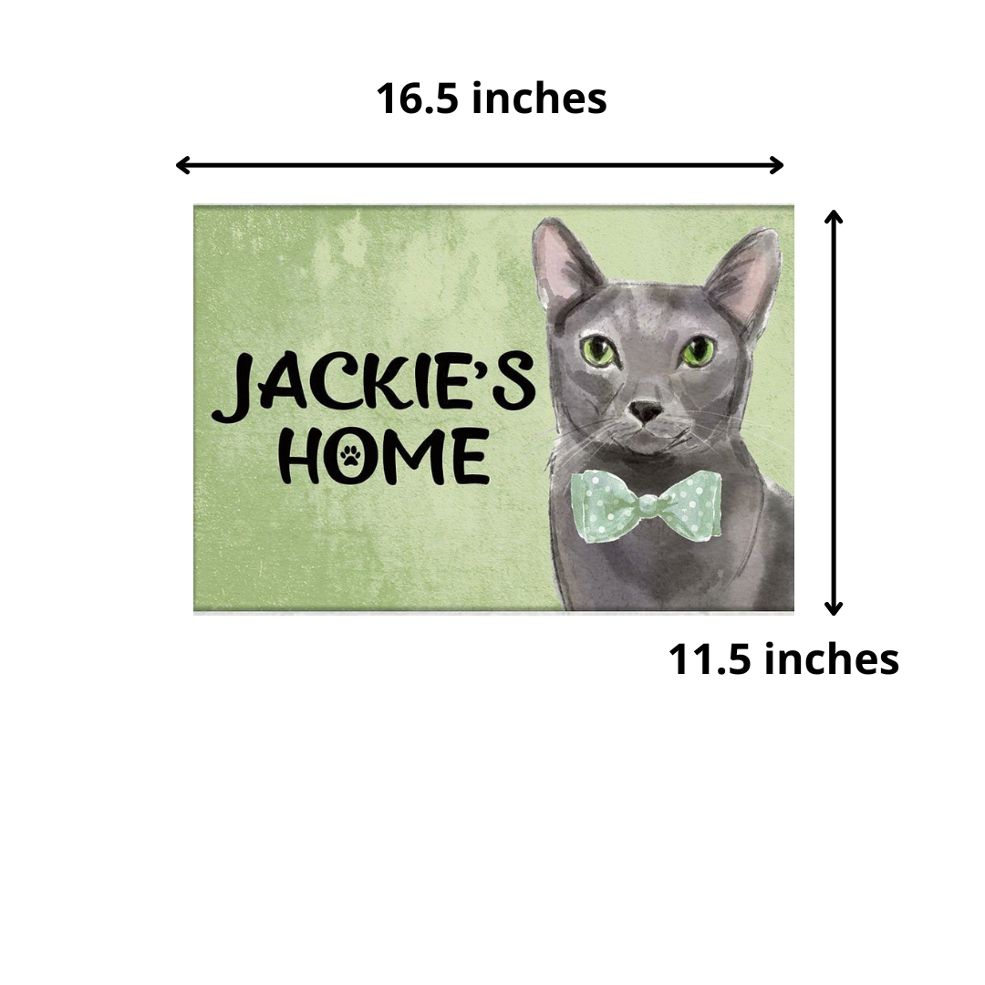 Personalised Cat Name Plate House Sign -Grey Russian