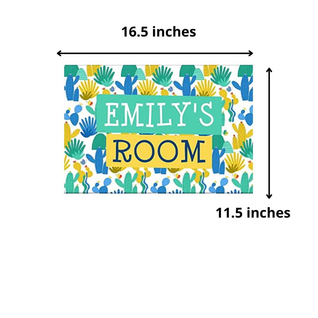 Children's Custom Bedroom Door Name Plate - Cool Cactus Design