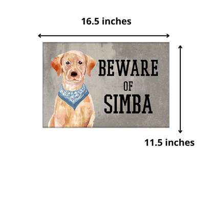 Personalized Dog Name Plates Beware Of Dog Sign - Golden Retriever