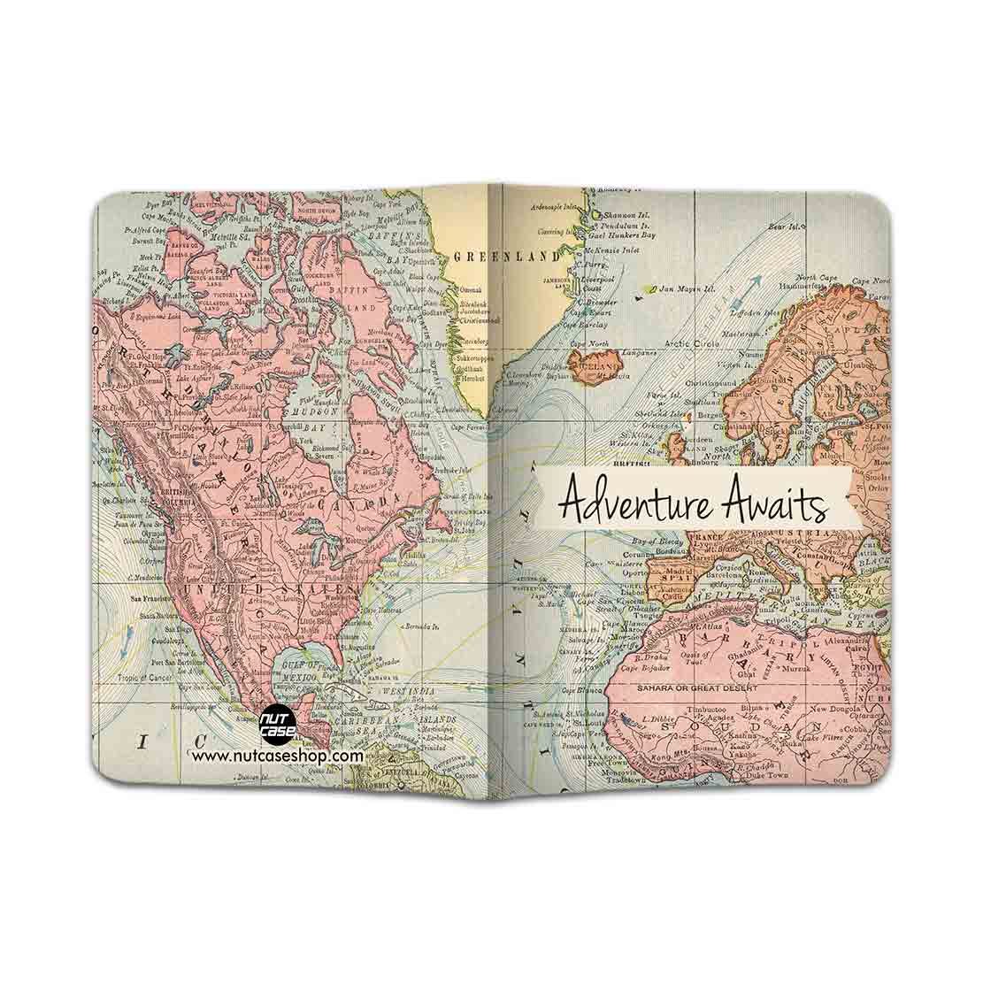 Designer Multicolor Vintage Map Design Passport Cover - Adventure Awaits