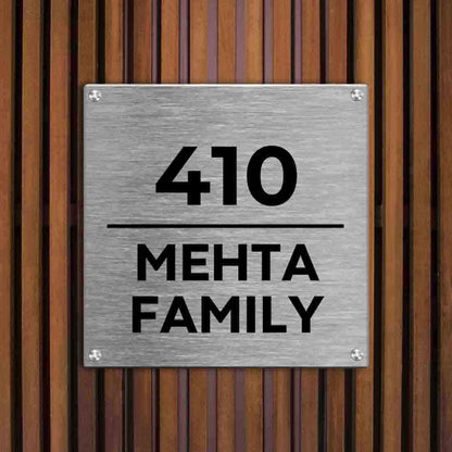 Personalised Metal Square Name Plate for House Outdoor Name Board