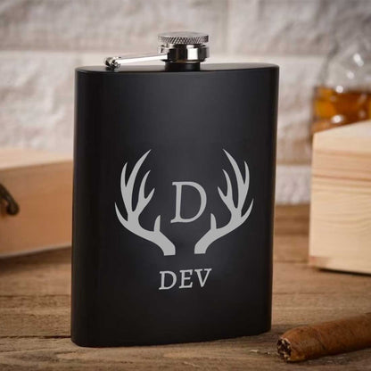 Custom Engraved Whiskey Glass Hip Flask with Funnel Gift Set Box