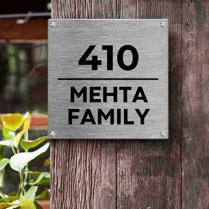 Personalised Metal Square Name Plate for House Outdoor Name Board