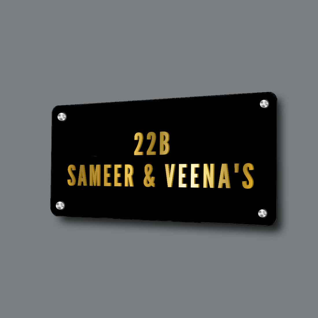 Personalised Metal Name Board for Door Entrance House Flats - Couple Name