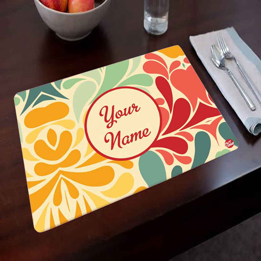 Personalized Placemats for Dining Table Add Your Name - Retro Flower