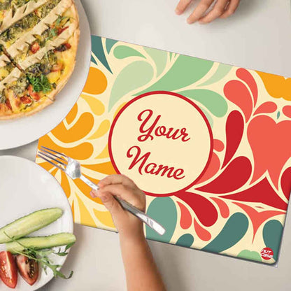 Personalized Placemats for Dining Table Add Your Name - Retro Flower