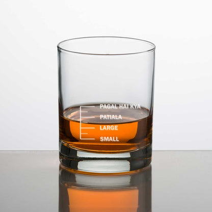 Whiskey Glasses Liquor Glass-  Anniversary Birthday Gift Funny Gifts for Husband Bf - SMALL LARGE PATIYALA PAGAL HAI KYA