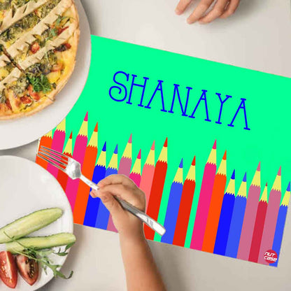 Custom Table Placemats for Kids Dining Table Add Text - Pencil Art