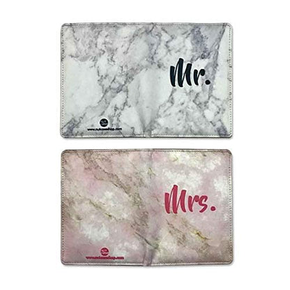 Couple Passport Cover Holder Leather Travel Wallet Case Designer Passport Cover - White And Pink Marble Nutcase