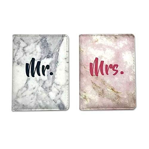 Couple Passport Cover Holder Leather Travel Wallet Case Designer Passport Cover - White And Pink Marble Nutcase