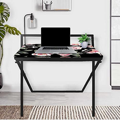 Foldable WFH Desk Study Table for Adults Students-Black Floral Nutcase