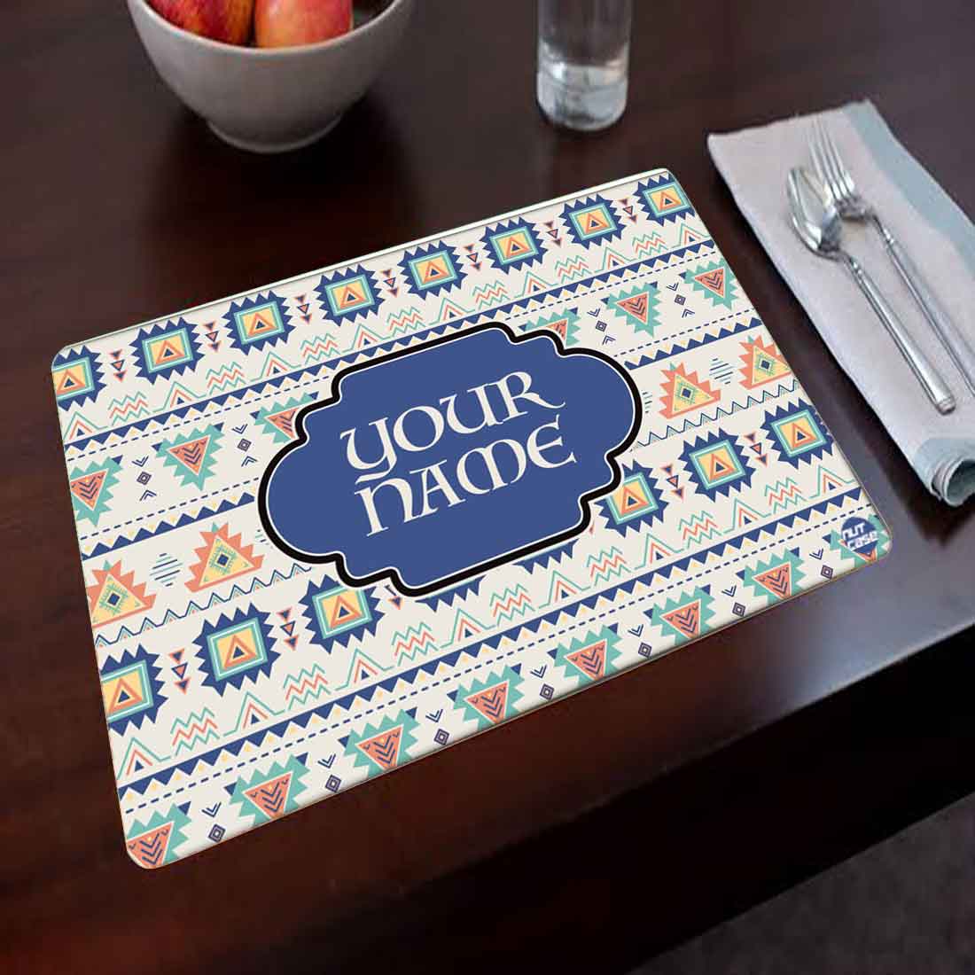 Personalised Table Placemats for Dining Tale Add Your Text - Geometric
